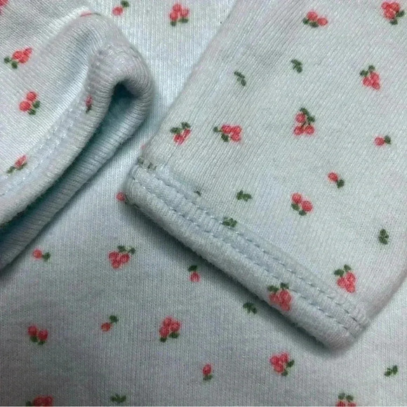 Carter’s Onesie  Diaper Shirt Long Sleeved Cherries Bow Blue & Red Size Newborn - Picture 14 of 16